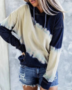 Damen lockerer Hoodie mit tieferem Kragen und einzigartigem Batikdesign R&B