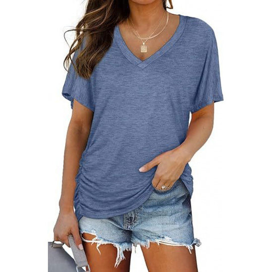 Damen V-Ausschnitt T-Shirt Aus Weichem Single Jersey Heidi-Mode