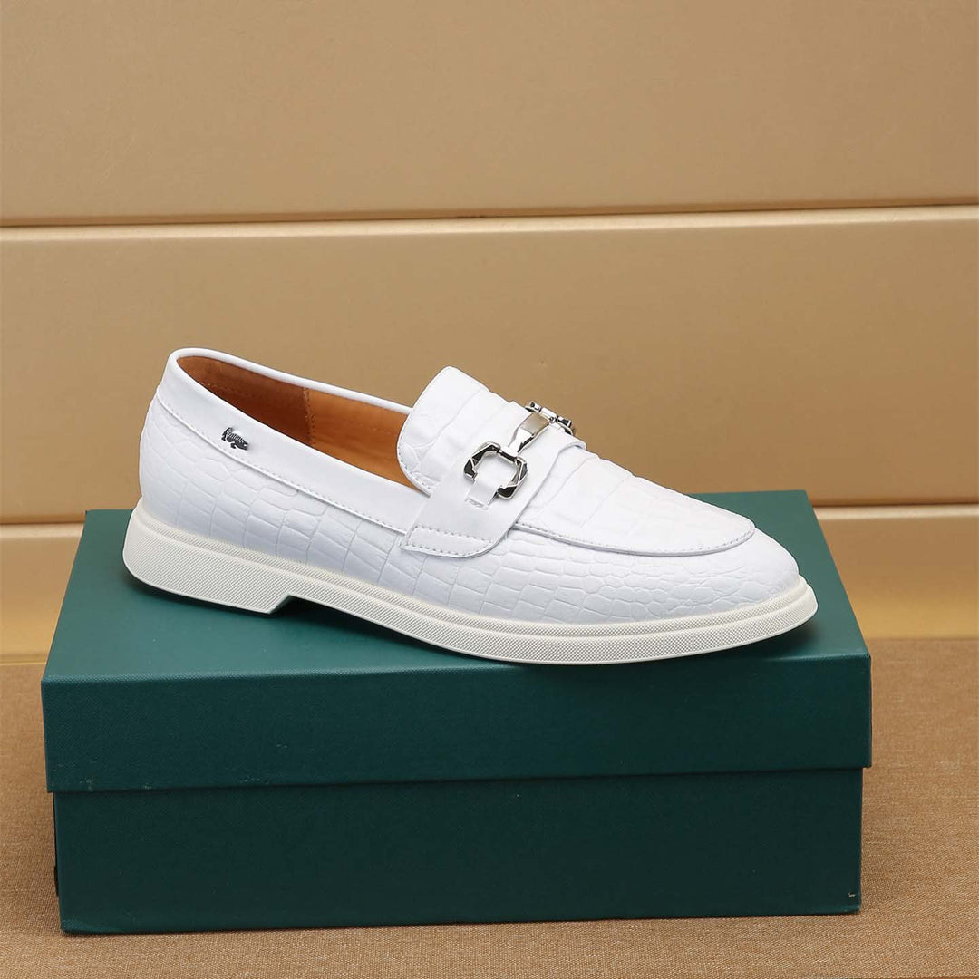 Damen Mokassin Slipper mit modischem Krokodil-Leder-Design R&B