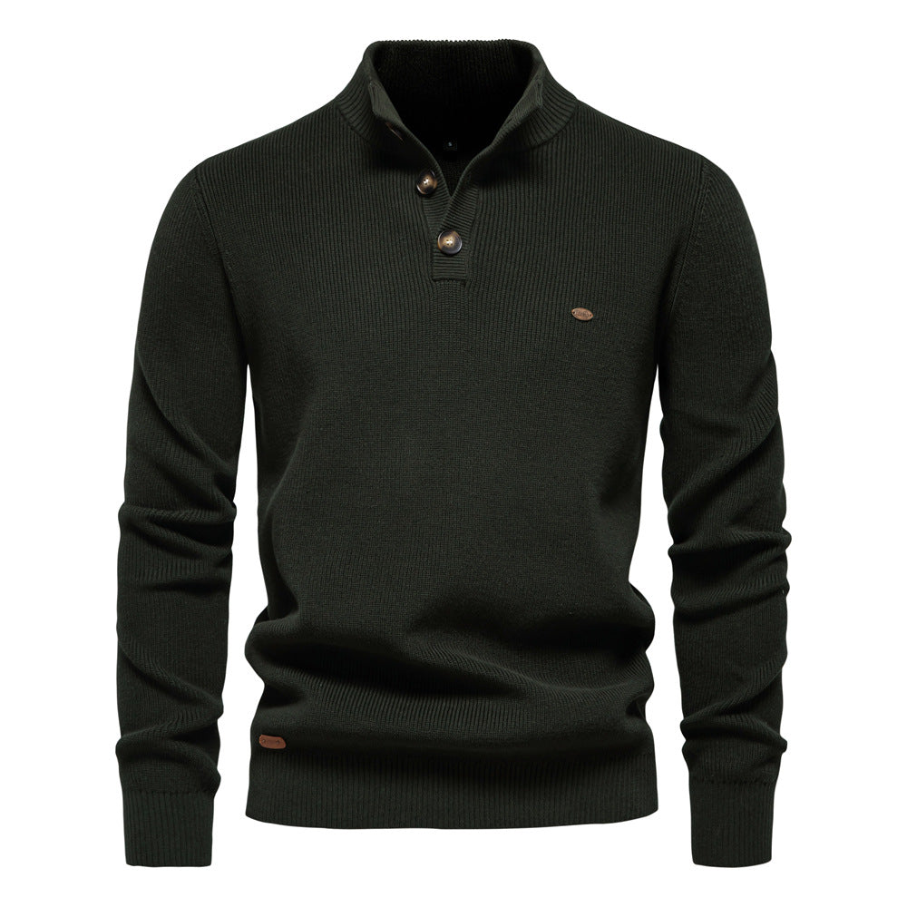 Herren Pullover mit Knopfleiste und strukturiertem Muster R&B