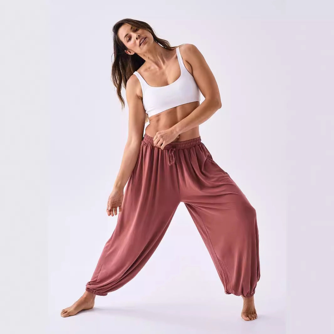 Damen lässige Freizeithose mit elastischem Bund und seitlichen Taschen R&B
