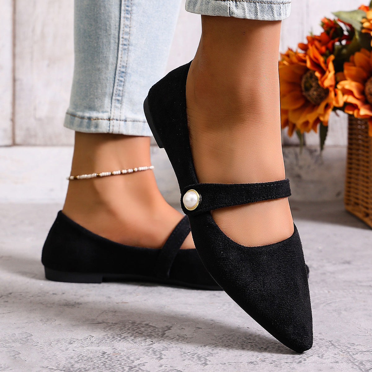 Damen Elegante Slingback-Ballerinas mit modischem Perlen-Detail R&B