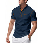 Herren Polo-Shirt mit modischem Henley-Kragen und praktischer Brusttasche