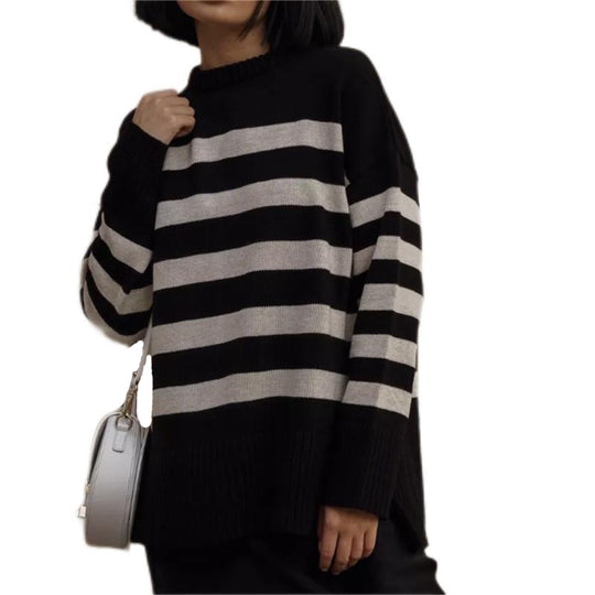 Damen Oversized Pullover mit Streifenmuster R&B