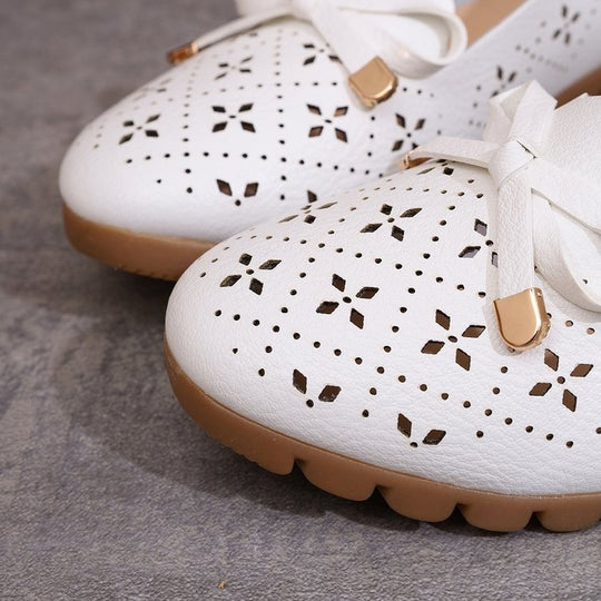 Damen elegante Ballerinas mit floralem Cut-Out-Design R&B