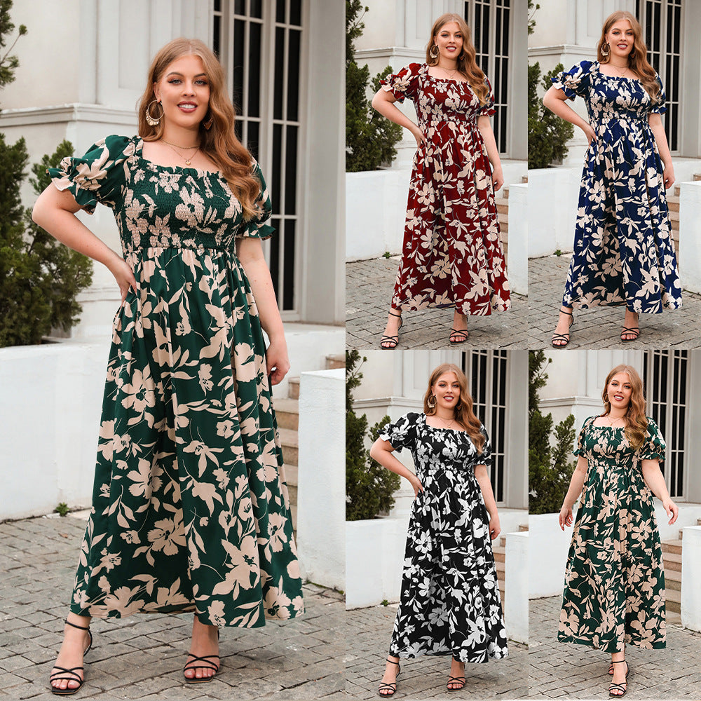 Damen Sommerliches Maxikleid mit romantischem Blumenmuster und Puffärmeln R&B