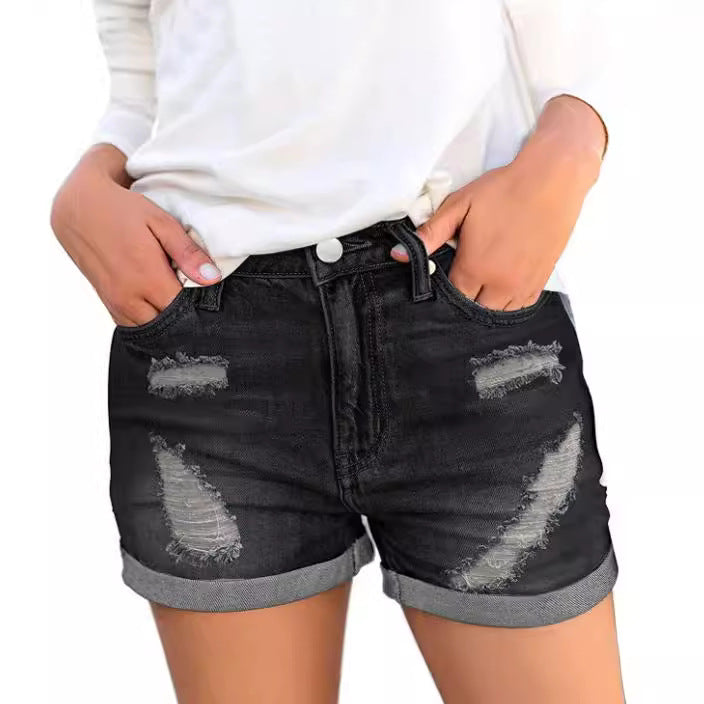 Damen Jeansshorts mit modischen Rissdetails und lässigem Schnitt R&B