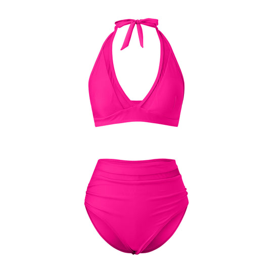 Damen Hochtailliertes Bademoden-Set mit stylischem Haltertop R&B