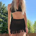 Damen Häkel-Bikini mit stylischem Rockabschuss EB