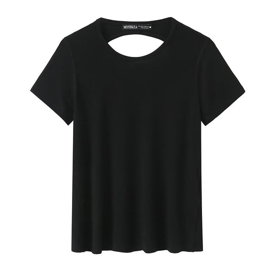 Damen Sportliches T-Shirt mit modischem Rückenausschnitt R&B