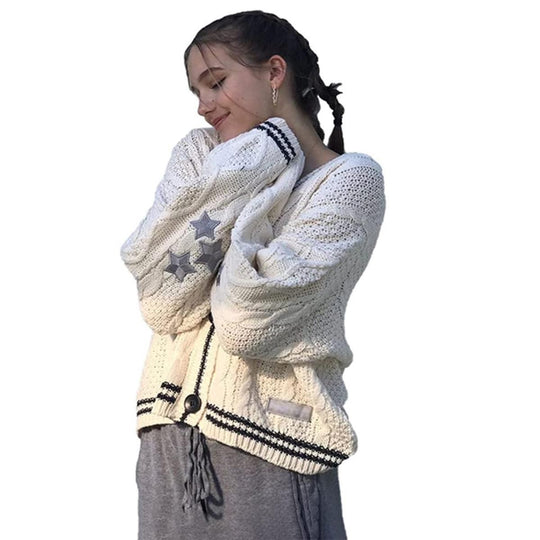 Damen gestrickte Oversize Cardigan R&B