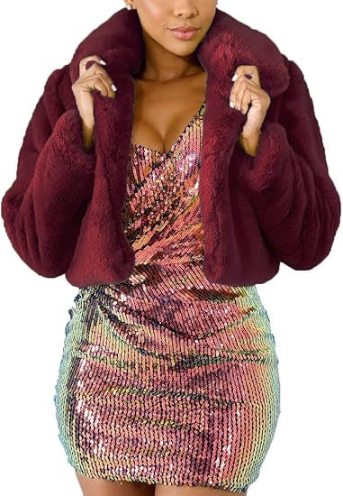 Damen Luxuriöse Kunstpelzjacke im eleganten Cropped-Design R&B