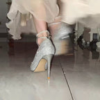Damen glamouröse High Heels mit funkelndem Perlenschmuck R&B