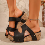 Damen Wedge-Sandalen mit stylischem Riemen und komfortabler Korksohle