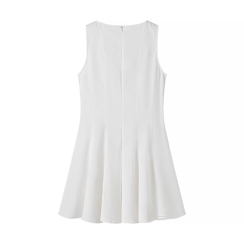 Damen ärmelloses Sommerkleid mit hohem Schnitt und elegantem Saum R&B