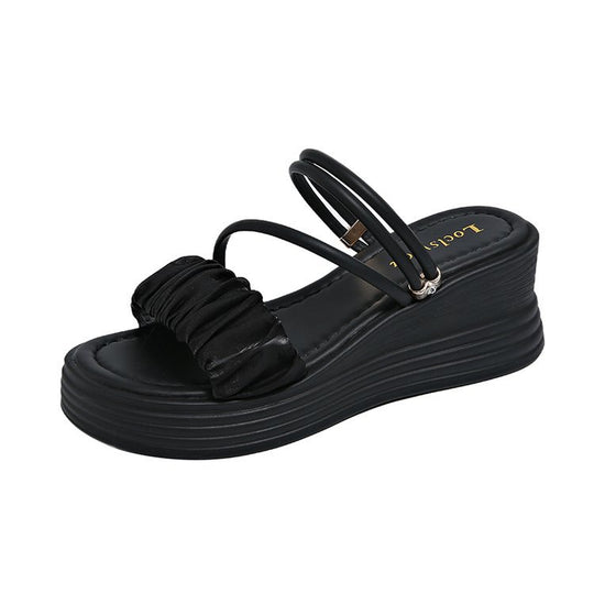 Damen bequeme Wedgesandalen mit modischem Rüschendetail R&B