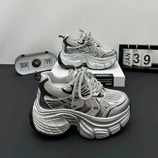 Damen Chunky Sneakers mit atmungsaktiver Netzstruktur und gepolsterter Sohle R&B