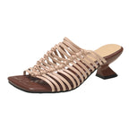 Damen Glänzende Mules mit geflochtenem Riemendesign und elegantem Absatz R&B