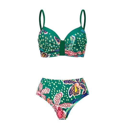 Damen Bikiniset mit farbenfrohem Maxirock und schicker Brustpartie R&B