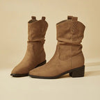 Damen modische Stiefeletten mit eleganter Faltenoptik und rustikalem Design R&B