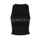 Damen Schulterfreies Cut-Out Top mit Glitzer-Print R&B