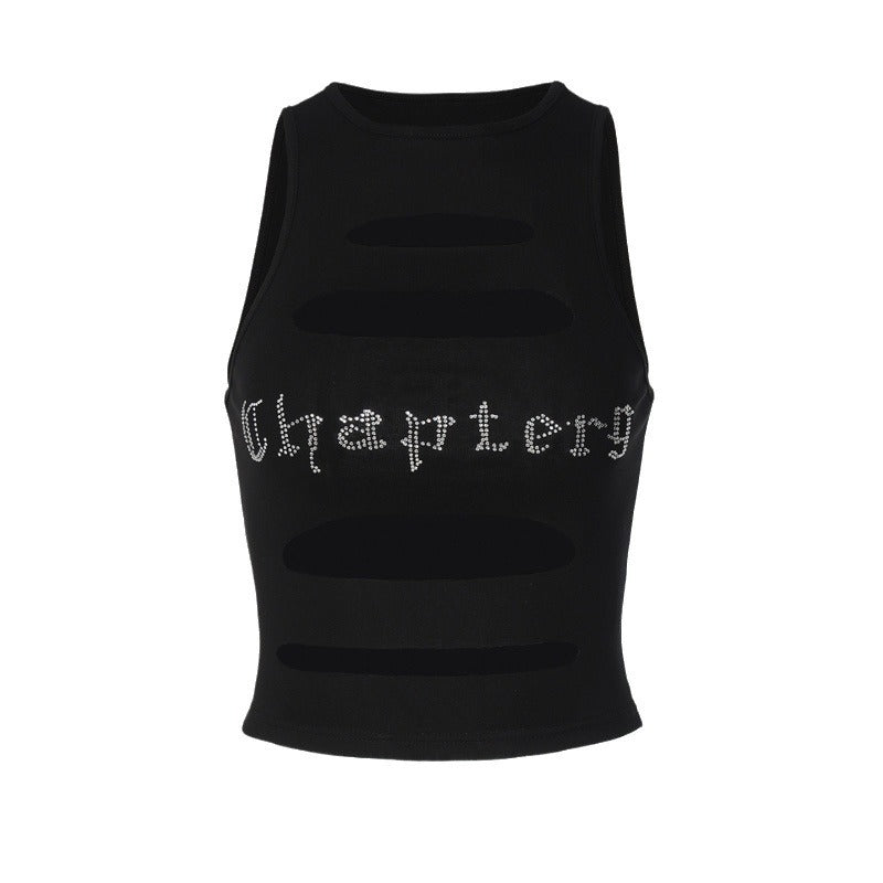 Damen Schulterfreies Cut-Out Top mit Glitzer-Print R&B