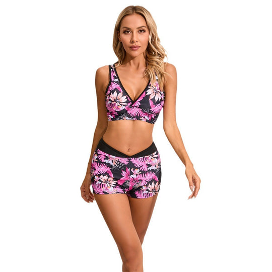 Damen Sportliches Bikini-Set mit modischem Oberteil und Shorts R&B