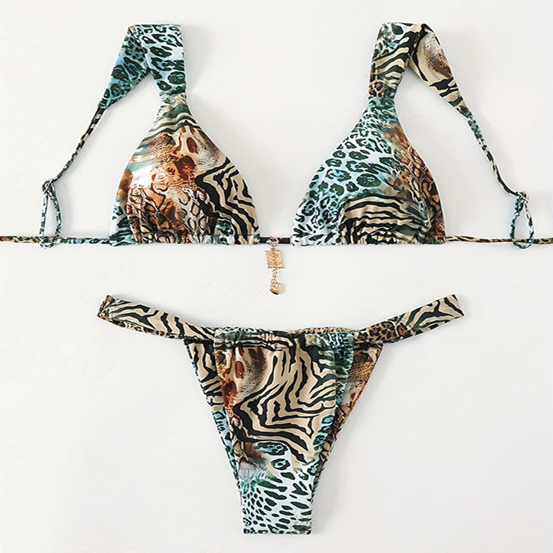 Damen Triangel-Bikini mit aufregendem Animal-Print R&B