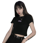 Damen Cropped T-Shirt mit kreativem Logo-Design und figurbetontem Schnitt