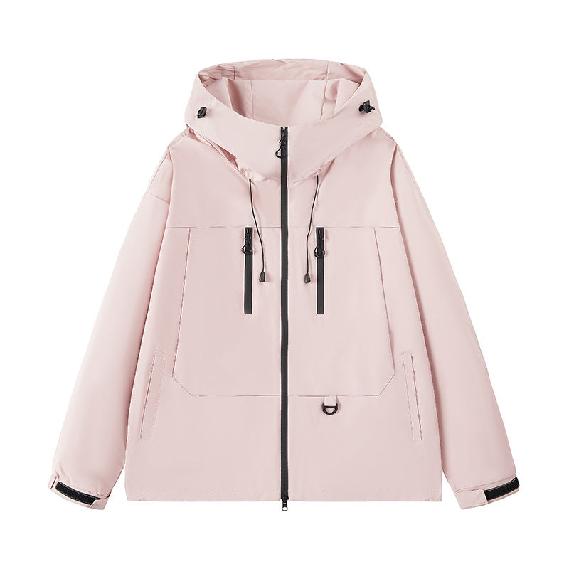Herren wasserabweisende Outdoor-Jacke mit verstellbarer Kapuze und multifunktionalen Taschen R&B