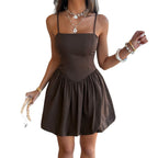 Damen luftiges Sommerkleid mit schwingendem Rock und eleganten Spaghettiträgern R&B