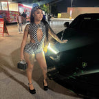 Damen Sportlicher Einteiler mit Punkten und tiefem Ausschnitt R&B