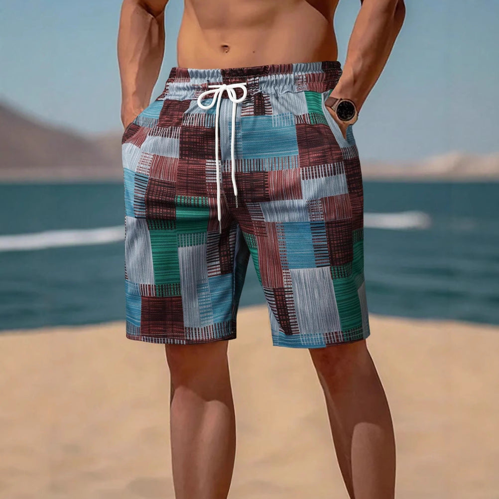 Herren stylische Bade-Shorts mit modernem Graphikmuster R&B