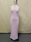 Damen figurbetontes Maxikleid mit raffiniertem Rückenausschnitt R&B