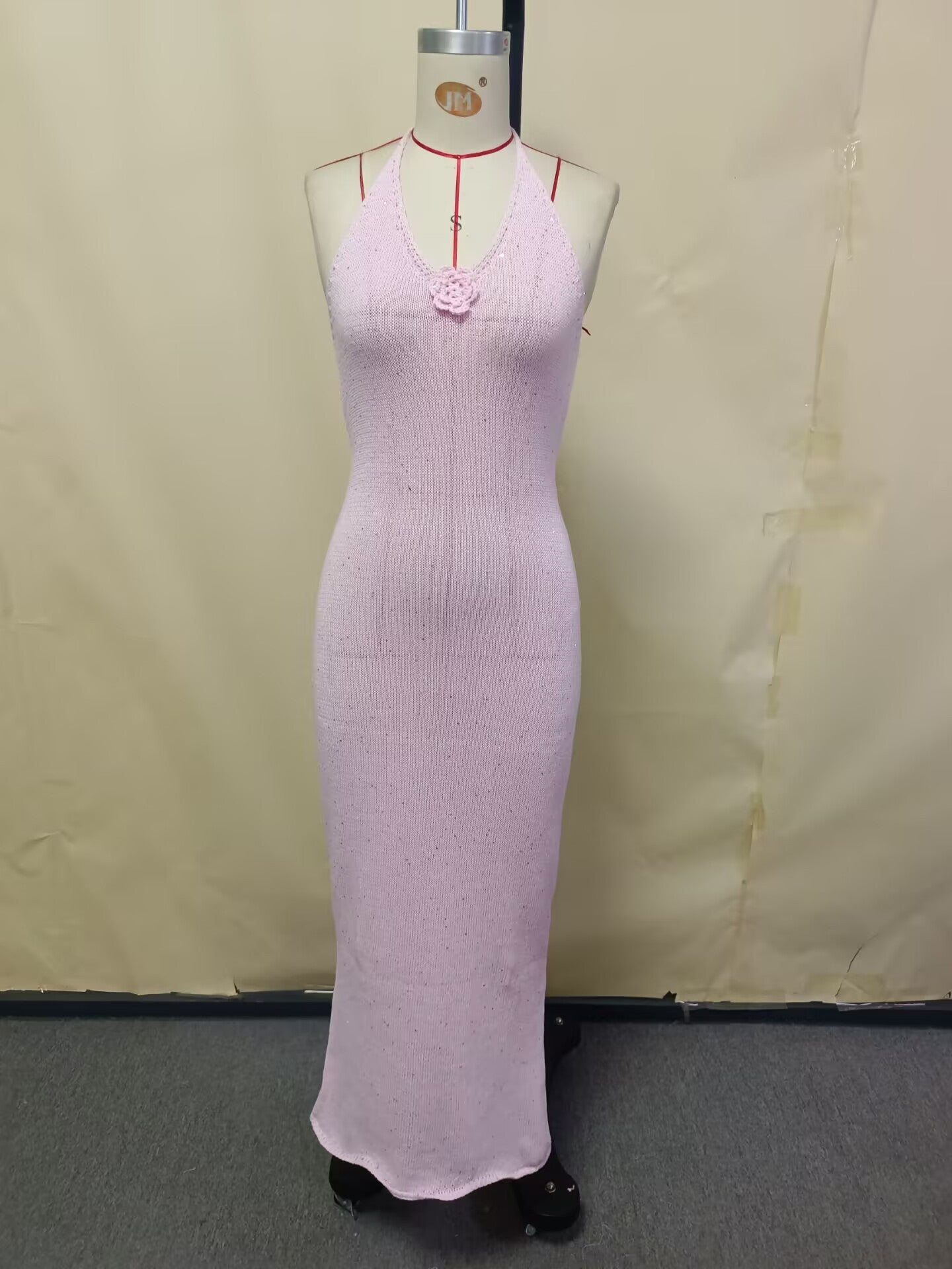 Damen figurbetontes Maxikleid mit raffiniertem Rückenausschnitt R&B