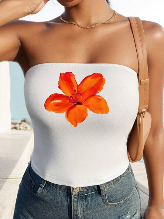 Damen Bandeau-Top mit fröhlichem Gespenster-Motiv R&B