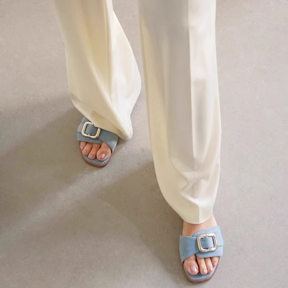 Damen elegante Mules mit modischem Schnallenakzent R&B