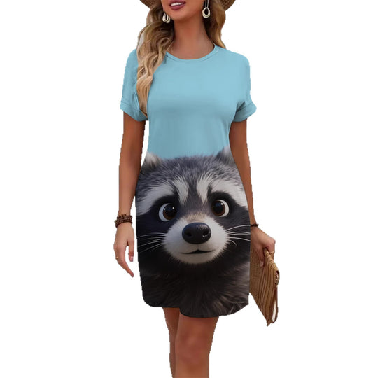 Damen T-Shirt Kleid mit kreativem Druckdesign R&B