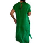 Damen Viskose-Leinen Kleid mit tiefem V-Ausschnitt und praktischen Taschen R&B