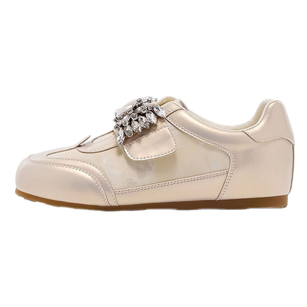 Damen modische Slip-On Sneakers mit funkelndem Schmuckdetail R&B