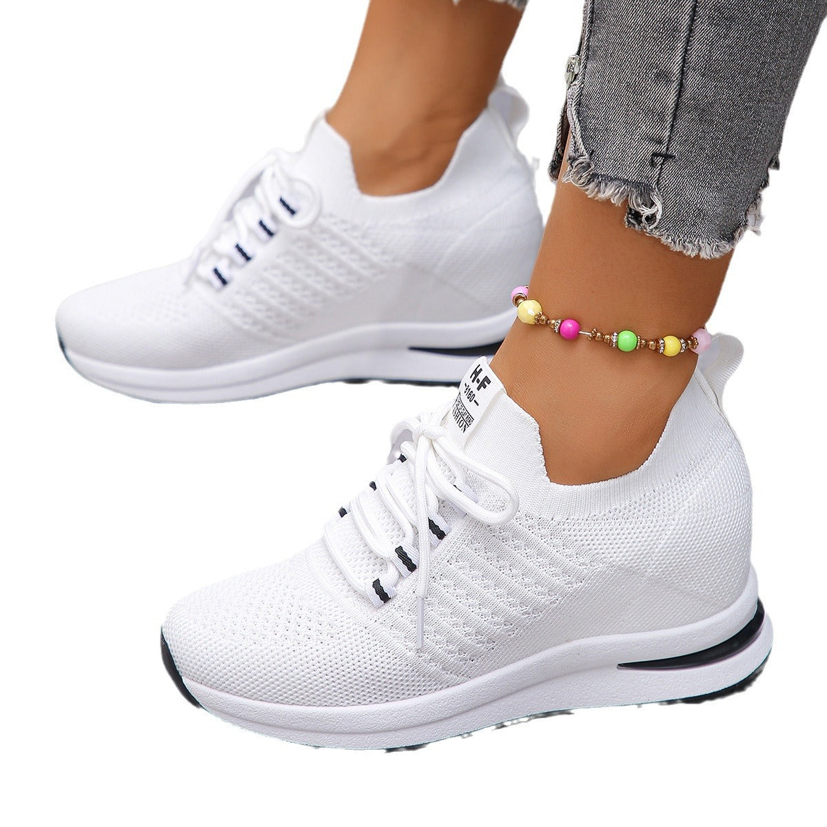 Damen Sportliche Sneaker mit atmungsaktivem Strickdesign und rutschfester Sohle R&B