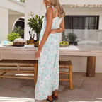 Damen luftiges Sommer-Jumpsuit mit Blumendruck und verstellbaren Trägern R&B
