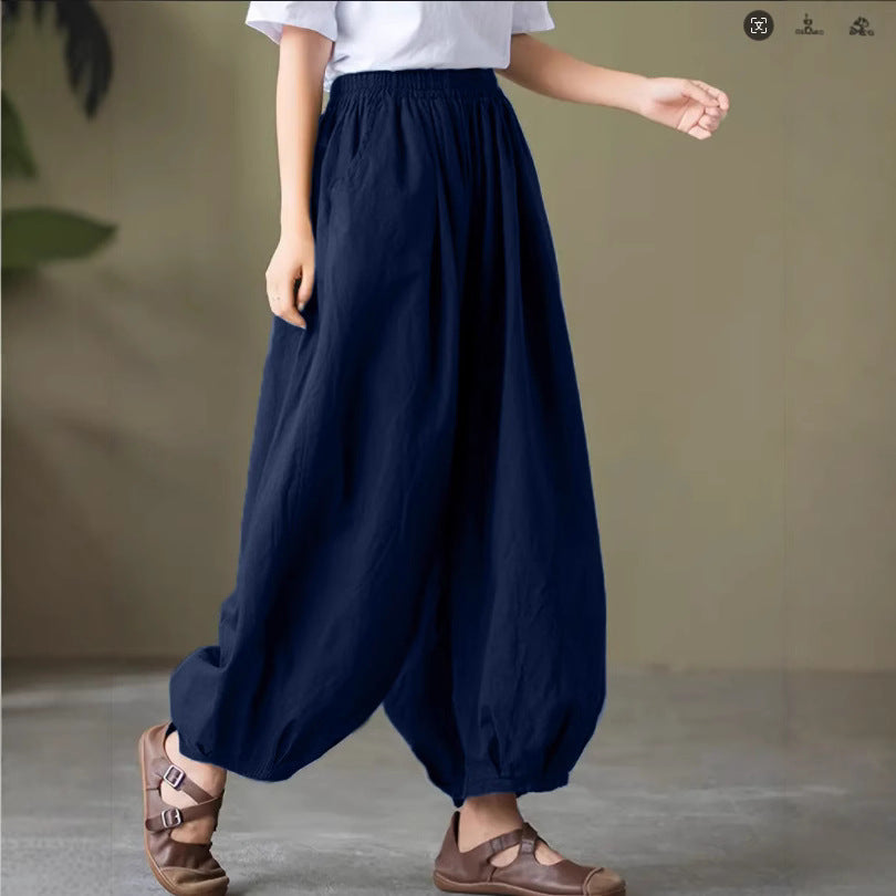 Damen Bequeme lockere Harem-Hose mit elastischem Bund R&B