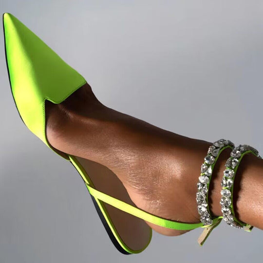 Damen elegante Slingback-Pumps mit funkelnden Strass-Akzenten R&B