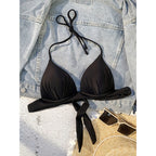 Damen Triangel-Bikini-Oberteil mit verstellbarem Halter und elegantem Wickeldetail R&B