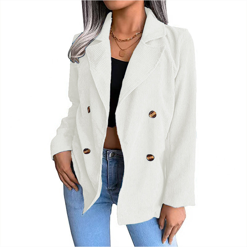 Damen Cord-Jacke mit doppelter Knopfleiste und modernem Schnitt R&B