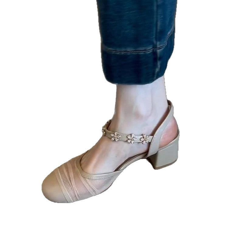 Damen Slingback-Pumps mit floraler Verzierungsdetails und komfortablem Fersenbereich