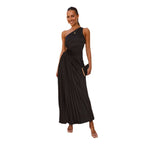 Damen Elegantes Maxikleid mit schrägem Ausschnitt und stilvollen Falten R&B