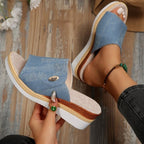 Damen Wedge-Sandalen mit eleganter Textil-Oberfläche und komfortabler Fußbettgestaltung R&B