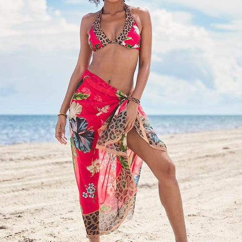 Damen Strandsarong mit buntem Floral- und Tierprint R&B